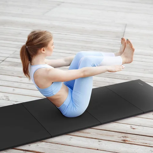 Vista 8 de BalanceFrom 6x4 Feet 4-Panel Folding Gymnastics Mat – 2-Inch Thick Pad with Vinyl Surface and Carrying Handles for Tumbling, Yoga, Pilates, Home