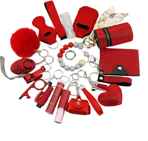 Vista 8 de Personal Safety Keychain Set for Women, Self Defense Kit with 130DB Alarm, Wristlet, Emergency Tools