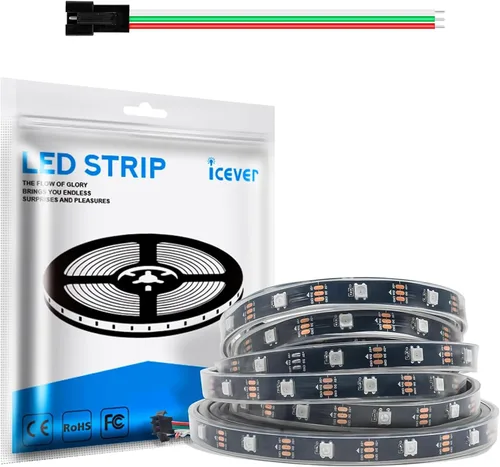 Vista 11 de Tira de luces LED WS2812B de 16.4 pies, 5 V, 150 LED RGB IC 5050SMD direccionables individuales – PCB blanco flexible IP30-30LEDs/m MagicRGB Dream