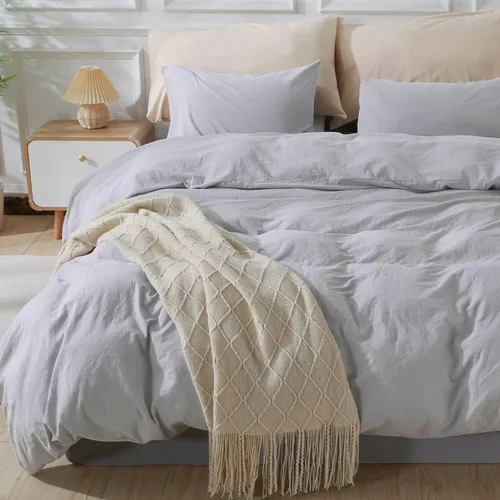 Vista 68 de NEXHOME PRO Funda de edredón Twin XL 100% algodón lavado, transpirable, duradera, texturizada, similar al lino, juego de ropa de cama para el hogar