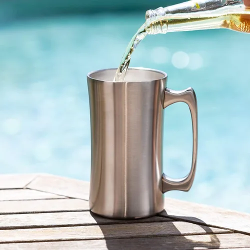 Vista 5 de Real Deal Steel Paquete para amantes de la cerveza: 4 vasos de cerveza de acero inoxidable aislados al vacío de 16 onzas y 2 tazas de acero