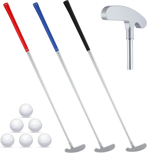 Vista 9 de Wettarn Juego de 3 palos de golf de dos vías para hombres, mujeres y niños, eje de putter resistente con 6 pelotas de golf de práctica para Azul