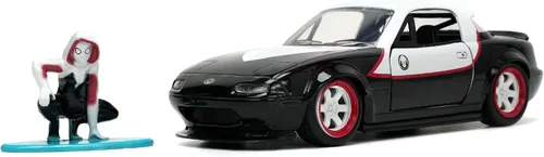 Vista 8 de Jada Marvel Avengers 1:32 1990 Mazda Miata - Auto fundido a presión y araña fantasma de 1.65 pulgadas, juguetes para niños y adultos