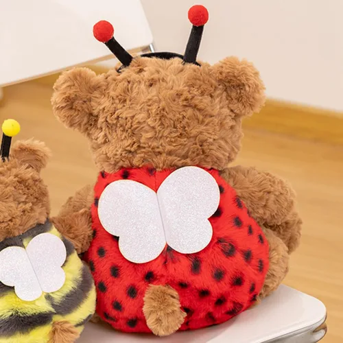 Vista 3 de Oso de peluche suave, juguetes de peluche con disfraz de mariquita, oso de peluche, disfraz de mariquita, oso de peluche, regalo para niños y amantes