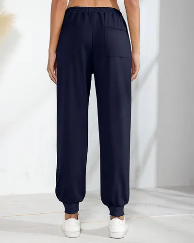Vista 4 de Ficerd Pantalones deportivos holgados para mujer, 2 piezas, pantalones deportivos de cintura alta para entrenamiento