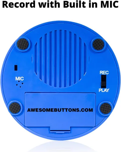 Vista 3 de Botón Record Me: diseño único y alegre grabable con micrófono integrado, reproduce tu propio mensaje personalizado en cualquier momento (azul)