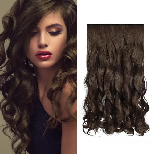Vista 40 de REECHO Extensiones de cabello rubio, extensiones de una pieza con clip de 20" para mujer, extensiones de cabello sintético suave y natural con ondas
