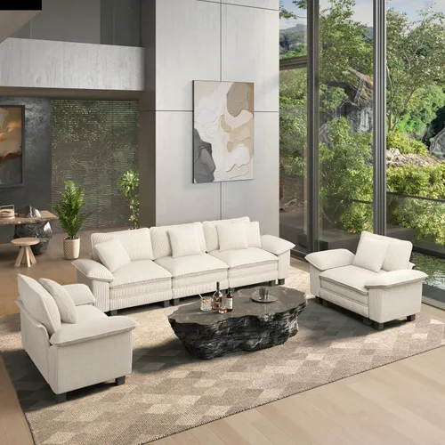 Vista 26 de HERA'S HOUSE Juego de sofás seccionales modulares de 2 piezas, juego de sofá de gran tamaño con loveseat y sillón, cómodos sofás nube con cojines