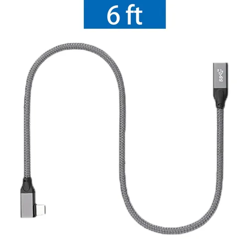 Vista 7 de Cable de extensión USB C de 90 grados, 6.6 pies de largo, adaptador de ángulo recto tipo C hembra macho, Awnuwuy USB 3.1 Gen 2 cable extensor