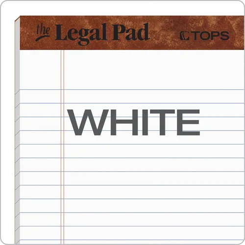 Vista 5 de TOPS Blocs de notas tamaño legal de 5 x 8, paquete de 12, marca The Legal Pad, con líneas estrechas, papel blanco, 50 hojas por bloc de notas