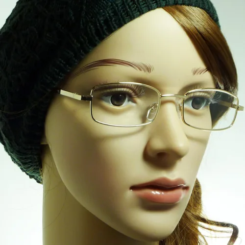 Vista 2 de Vintage - Lentes de ojo con marco óptico de metal rectangular unisex con lente transparente