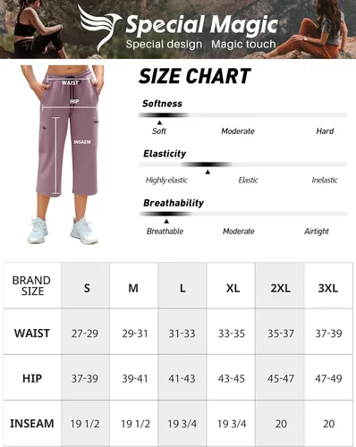 Vista 6 de SPECIALMAGIC Pantalones capri de yoga para mujer, pantalones capri cargo de pierna recta con 5 bolsillos