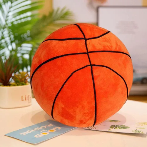 Vista 4 de Peluche de baloncesto, almohada de felpa de baloncesto de fútbol, juguete de peluche deportivo, almohada decorativa redonda grande de baloncesto
