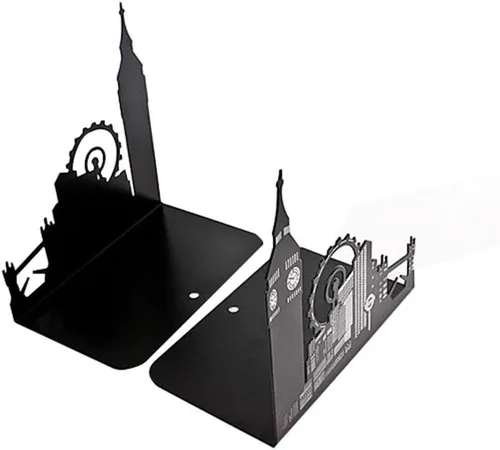 Vista 2 de Famoso monumento de Europa y América, sujetalibros decorativos de metal de hierro, organizador de libros para biblioteca, escuela, oficina, hogar