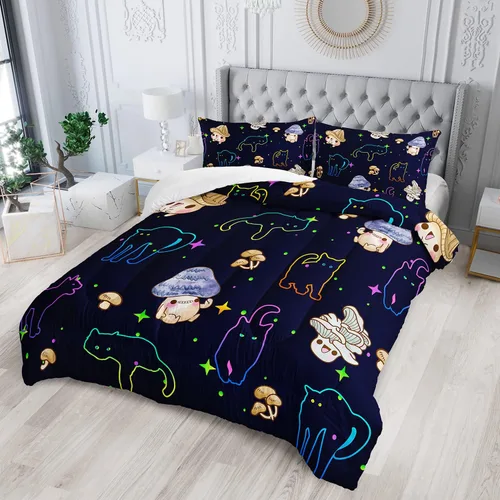 Vista 22 de Juego de edredón de mariposa tamaño individual para niñas, niños y adultos, juego de ropa de cama con patrón de flores de lavanda, juego de cama