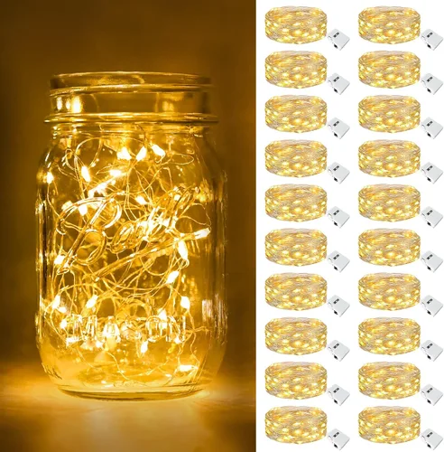 Vista 17 de btfarm - Paquete de 6 luces de hadas con pilas, luces parpadeantes con 3 modos