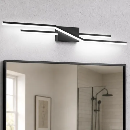 Vista 12 de SOLFART Luces de baño con acabado mate en negro, regulables, LED, para tocador, sobre espejo, 24 pulgadas, modernas, luces de pared