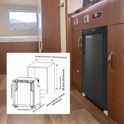 Vista 8 de BODEGA Refrigerador mejorado de 12 voltios, control de aplicación para refrigerador de caravana, refrigerador y congelador RV de 45 L