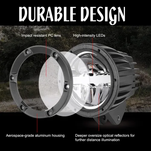 Vista 4 de Luces LED de luz de haz alto y bajo, barra de luz redonda todoterreno, 2 unidades, 120 W, cubo de luz LED, luces superbrillantes para camión, ATV