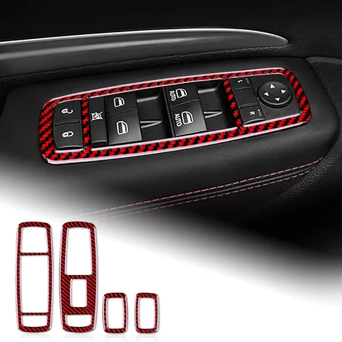 Vista 11 de AIRSPEED Cubierta de panel de palanca de cambios de fibra de carbono, calcomanía para consola central interior para Dodge Durango 2018 2019 2020