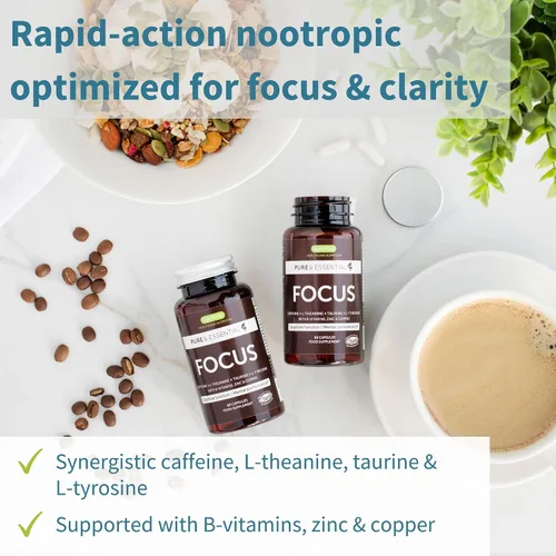 Vista 2 de Igennus Focus - Nootrópico con 200 mg de cafeína natural, vitaminas B metiladas, L-teanina, taurina, L-tirosina, energía limpia, refuerzo cerebral