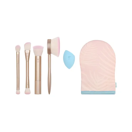Vista 11 de Real Techniques Juego de 9 brochas de maquillaje Au Naturale para sombra de ojos líquida, crema y polvo, base, rubor, bronceador y contorno