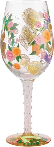 Vista 5 de Enesco Designs by Lolita Happy 70th Birthday - Copa de vino artesanal pintada a mano, 15 onzas, multicolor