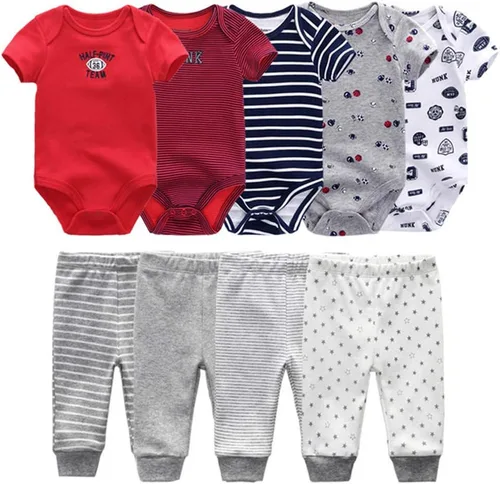 Vista 81 de Conjunto de canastilla para bebé, 9 piezas, conjunto de mamelucos y pantalones, conjunto de regalo unisex para bebé