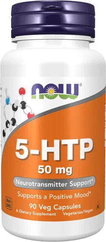 Vista 10 de NOW Suplementos, 5-HTP (5-hidroxitriptófano) 50 mg, soporte de neurotransmisores*, 30 cápsulas vegetales