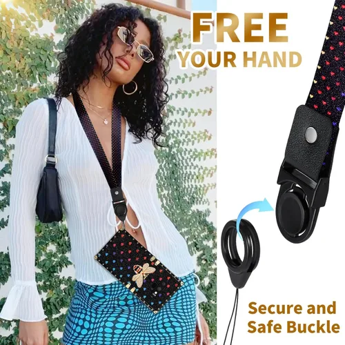 Vista 4 de Loheckle Funda para Samsung Galaxy Note 9 para mujer, diseño con soporte de anillo y cordón, elegante funda de lujo de abejas para Samsung Note 9 6.4