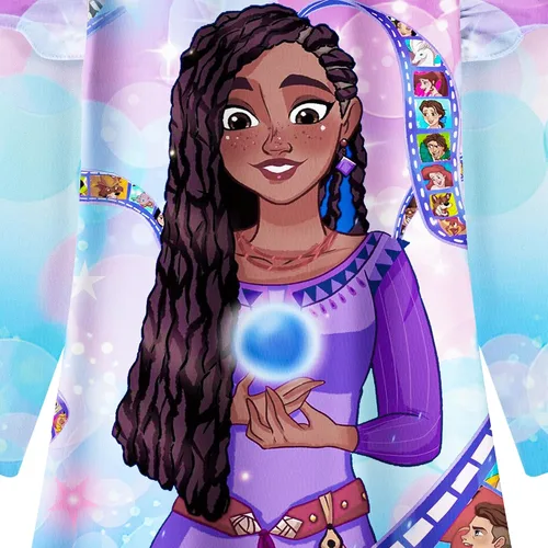 Vista 2 de Poterloy Wish Asha - Vestido de princesa para niñas, disfraz de estrellas de fantasía con volantes, falda larga, ropa casual de 2 a 10 años