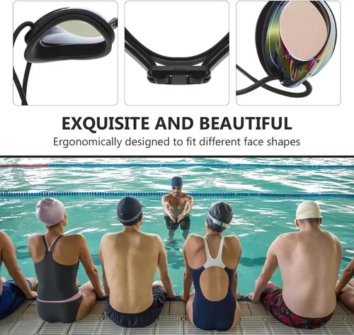 Vista 9 de Gafas de natación antivaho para adultos, equipo de natación negro con correa ajustable, cómodas gafas de piscina para hombres y mujeres
