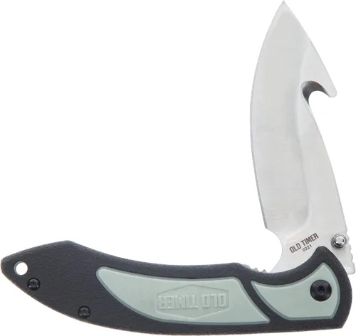 Vista 2 de Old Timer Trail Boss - Cuchillo plegable con gancho intestinal de 8 pulgadas con acero inoxidable de alto carbono, mango de agarre de TPE
