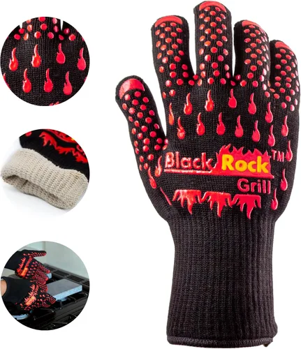Vista 5 de Black Rock Grill Guantes de cocina resistentes al fuego y al calor 923F -11.8 in de silicona para horno de seguridad con dedos, guantes