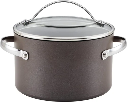 Vista 11 de [Usado] Ayesha Curry Kitchenware 80293 - Sartén profesional anodizada dura antiadherente con tapa y mango auxiliar, 12.25 pulgadas, color carbón