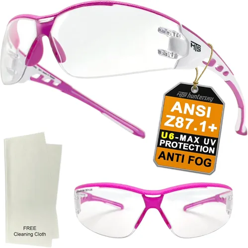 Vista 14 de HTS HUNTERSKY Gafas de seguridad de tiro envolventes U6 transparentes, antiniebla y antiarañazos, ligeras y súper flexibles con ANSI Z87.1