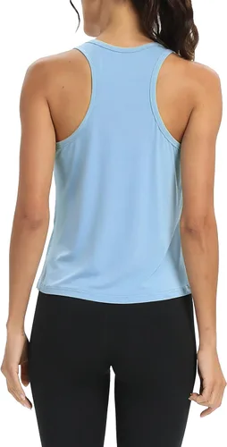 Vista 4 de Bestisun Camiseta sin mangas de entrenamiento atlético con espalda cruzada para mujer