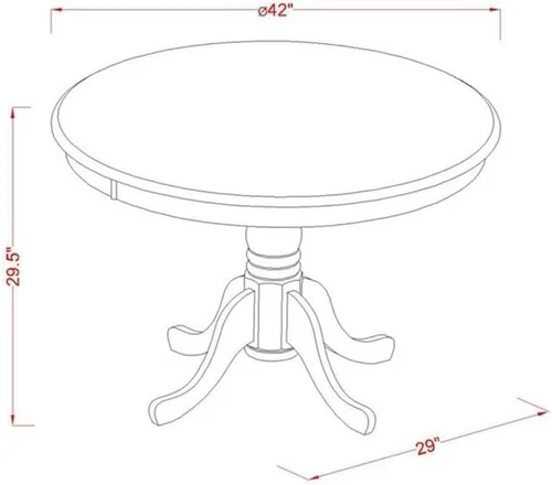 Vista 5 de East West Furniture HBNF3-LWH-W - Juego de muebles de comedor de 3 piezas que contiene una mesa de cocina redonda con pedestal y 2 sillas