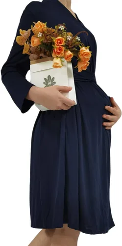 Vista 3 de SUFEINI Conjunto de manta con bata de mamá a juego, bata de maternidad para enfermería, hospital, parto, bata de embarazo, ropa de descanso
