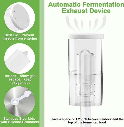 Vista 3 de Kit de fermentación para tarro de fermentación de masón de boca ancha para decapado y más