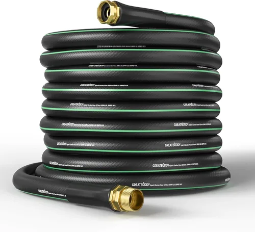 Vista 9 de GreatBuddy Manguera de jardín de 3 pies, 5/8 pulgadas, manguera híbrida resistente, flexible y ligera, explosión de 600 PSI con accesorios de latón