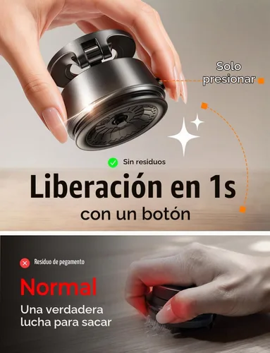 Vista 3 de LISEN Soporte de teléfono con succión para automóvil 【No deja residuos】Soporte magnético de vacío ajustable 360 para salpicadero del automóvil Gris