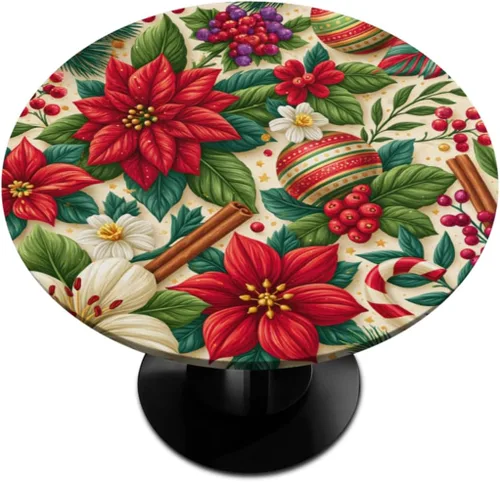 Vista 51 de Mantel redondo ajustado con diseño de calabaza de otoño, hojas de otoño, color amarillo, pequeño con borde elástico, manteles circulares lavables