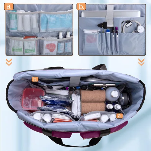 Vista 2 de Damero Bolsa de enfermera con funda para laptop para el trabajo y el cuidado del hogar, estudiantes de medicina
