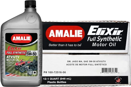 Vista 4 de Elixir 5W-50 Aceite de motor ATV y UTV completamente sintético (160-72516-EA) botella de 1 cuarto de galón Fabricado en Estados Unidos