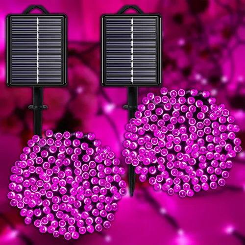 Vista 15 de Guirnalda de luces solares azules impermeables para exteriores, paquete de 2 unidades de 144 pies, 400 LED con 8 modos de impermeabilidad IP44