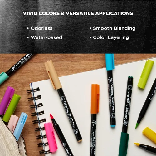 Vista 4 de Sakura XBR-6SA - Juego de 6 pinceles Koi para colorear, gris