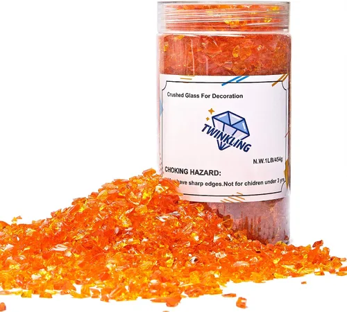 Vista 13 de TWINKLING Cristal de Fuego de Alto Brillo Piedra de Grava Brillante, Vidrio Roto, Chips de Gemas de Fuego, Vidrio Triturado para Fogatas