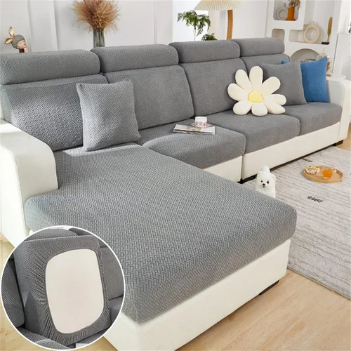 Vista 15 de Fundas de cojín para asiento de sofá, fundas elásticas para cojín para sofá, funda antideslizante de repuesto, protector grueso de muebles con Beige