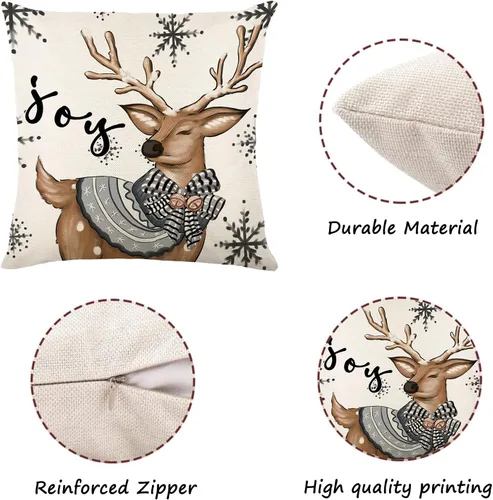 Vista 2 de ONFAON Decoraciones de Navidad - Fundas de almohada de Navidad 18x18, juego de 4, decoración navideña para sofá, sofá cama, cojín, decoraciones